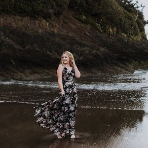 Vintage style silk Floral Maxi dress